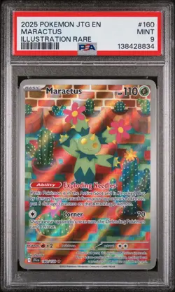 2025 POKEMON JTG EN-JOURNEY TOGETHER ILLUSTRATION RARE #160 MARACTUS PSA 9 - Image 1