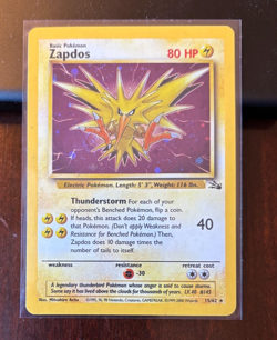 Pokemon TCG Zapdos Fossil 15/62 Holo 1999-2000 Wizards Base Set Copyright - Image 2