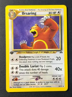 Ursaring 34/75 1st Edition Neo Discovery Rare - Pokemon Card LP - Image 1