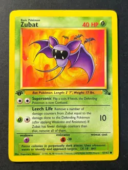 Zubat 57/62 1st Edition Fossil - Common - WOTC Pokemon Card Near Mint - Image 1