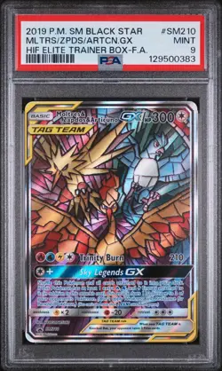2016 POKEMON SM BLACK STAR PROMOS MOLTRES & ZAPDOS ARTICUNO TAG TEAM PSA 9 - Image 1