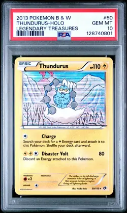 2013 POKEMON B&W LEGEND TREASURES #50 THUNDURUS-HOLO PSA 10 - Image 1