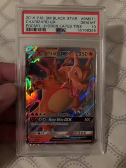 2019 Pokemon Charizard GX SM211 HOLO Hidden Fates Tins Promo Graded PSA 10 - Image 1