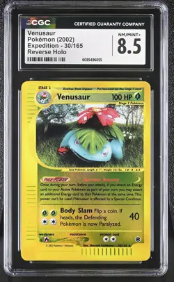 CGC 8.5 Venusaur 2002 Expedition 30/165 Reverse Holo Pokemon Card - Image 1