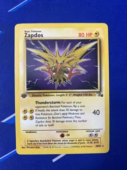 Pokemon Zapdos 30/62 Non Holo Fossil 1st Edition (marking On Back) - Image 1