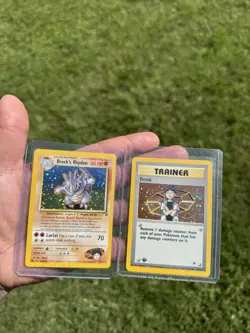 Pokemon TCG Brock's Rhydon Holo & Brock (15) - Gym Heroes (G1) 1st ed - Image 3