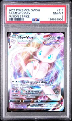 2021 POKEMON SWORD & SHIELD FUSION STRIKE #114 FULL ART/MEW VMAX PSA 8 - Image 1
