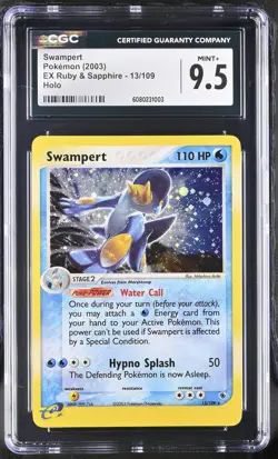 CGC 9.5 MINT+ Swampert 2003 EX Ruby & Sapphire 13/109 Holo Pokemon Card - Image 1