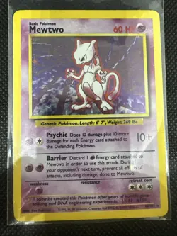 Pokemon TCG Mewtwo Base Set 10/102 Holo Unlimited Holo Rare (MP) - Image 1
