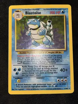 1999 Holo Rare Blastoise 2/102 Base Set Pokemon Card WOTC TCG Original Set - MP - Image 2