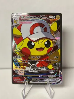 Ash Pikachu VCOS Pokemon Card Holo Cosplay ART FREE SHIPPING - Image 1
