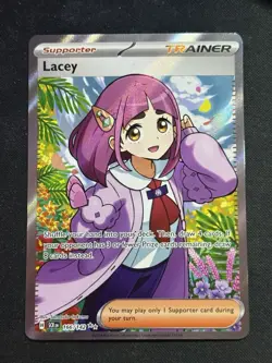 Pokemon Card TCG - Lacey 166/142 Ultra Rare Full Art Trainer Stellar Crown NM - Image 1
