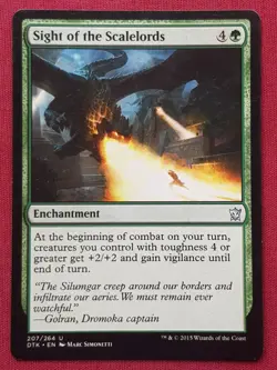 Magic The Gathering DRAGONS OF TARKIR SIGHT OF THE SCALELORDS green card MTG - Image 1