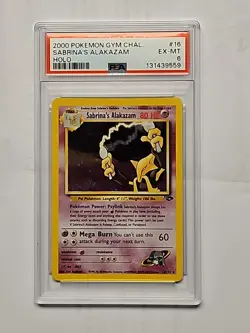 2000 Pokemon Sabrina's Alakazam Gym Challenge Holo 16/132 PSA 6 - Image 1