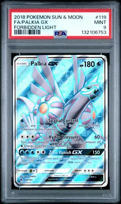 2018 POKEMON SUN & MOON FORBIDDEN LIGHT #119 FULL ART/PALKIA GX PSA 9 - Image 1