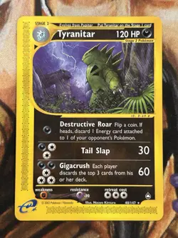 Tyranitar 40/147 Pokemon Aquapolis Non-Holo Rare WOTC English E Reader - NM 🔥 - Image 1