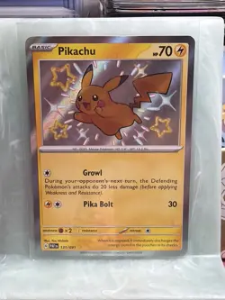 Pokemon Pikachu TCG Holo Shiny Rare Card Paldean Fates 131/091 - Image 1