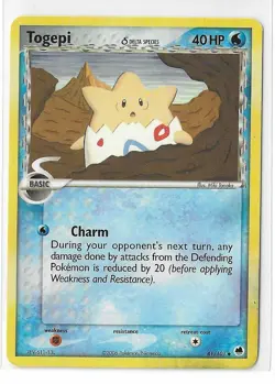 Togepi Delta Species 41/101 EX Dragon Frontiers Pokemon TCG Card MP (WaterMark) - Image 1