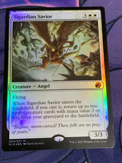 C1988 MAGIC GATHERING MTG SIGARDIAN SAVIOR 034 INNISTRAD: MIDNIGHT HUNT NM FOIL - Image 1
