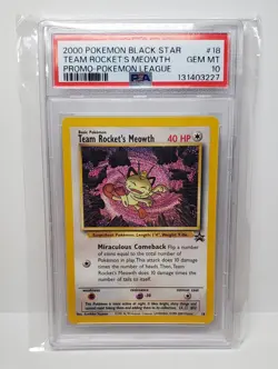 Pokemon Black Star Promo Team Rocket's Meowth #18 PSA 10 - Pokemon League Promo - Image 1