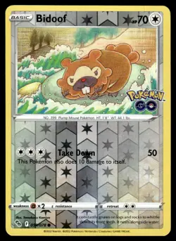Pokemon TCG Bidoof Sword & Shield - Pokemon GO #59 Holo Rev - Image 1