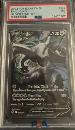 2022 Pokemon SWSH Silver Tempest Lugia v FA #186 PSA 7 - Image 1