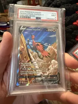 2021 POKEMON SWORD & SHIELD CHILLING REIGN #174 FULL ART/GALARIAN ZAPDOS V PSA 9 - Image 1