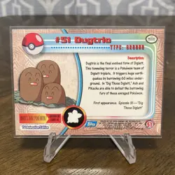 Dugtrio #51 - 1999 Topps Pokemon Series 1 Blue Logo Rainbow Holo NM - Image 2