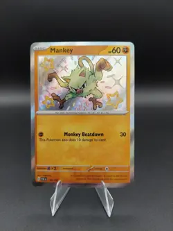 Pokemon 2024 Mankey #169/091 SV Paldean Fates Shiny Holo Rare Mint Condition - Image 1