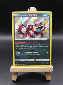 Pokemon TCG Galarian Zigzagoon Shining Fates Sv078/Sv122 Holo Shiny Holo Rare NM - Image 1