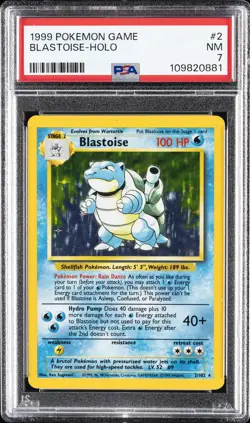 1999 POKEMON BASE SET UNLIMITED #2 BLASTOISE-HOLO PSA 7 - Image 1