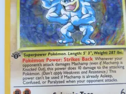 1999 Pokemon TCG Machamp 1st Edition Holo Rare 8/102 Card - Image 2