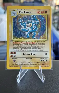 Pokemon TCG Machamp Holo Unlimited Rare 1st Edition Card 8/102 - Image 1