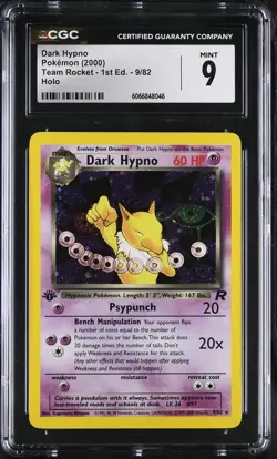 CGC 9 MINT Dark Hypno Team Rocket 1st Edition 9/82 Holo Pokemon Card - Image 1