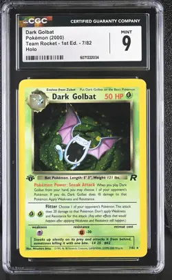 CGC 9 MINT Dark Golbat Team Rocket 1st Edition 7/82 Holo Pokemon Card - Image 1