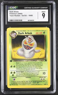 CGC 9 MINT Dark Arbok Team Rocket 1st Edition 19/82 Pokemon Card - Image 1