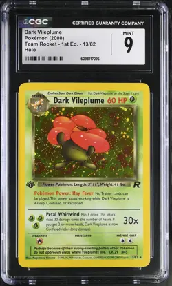 CGC 9 MINT Dark Vileplume 2000 Team Rocket 1st Edition 13/82 Holo Pokemon Card - Image 1