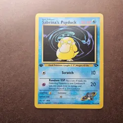 1st Edition Sabrina's Psyduck 99/132 Pokemon Gym Challenge Card - MP - Image 1