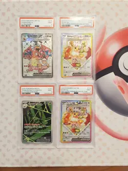 Lot Of 4 Graded Pokemon Cards PSA 9 Eevee 174 Charizard 215 Spidops 187 - Image 1