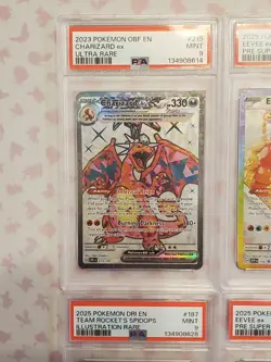 Lot Of 4 Graded Pokemon Cards PSA 9 Eevee 174 Charizard 215 Spidops 187 - Image 2