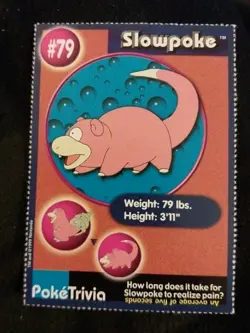 Vtg SLOWPOKE 79 PokeTrivia BK Burger King POKEMON TRADING CARD Pokemon NINTENDO - Image 1