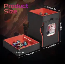 MTG - 120 Card Dual Sided Deck Box (Red & Black) Dice/Counter Compartment On Top - Image 2