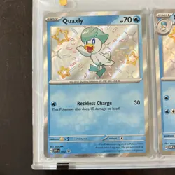 Pokemon Promo Shiny Quaquaval ex Quaxly Quaxwell S&V Paldean Fates In Holder - Image 4