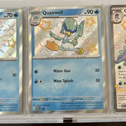 Pokemon Promo Shiny Quaquaval ex Quaxly Quaxwell S&V Paldean Fates In Holder - Image 5