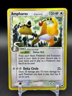 Pokemon TCG Ampharos (Delta Species) EX Dragon Frontiers 1/101 Holo Rare -LP - Image 1
