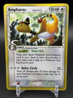 Pokemon TCG Ampharos (Delta Species) EX Dragon Frontiers 1/101 Holo Rare -LP - Image 2