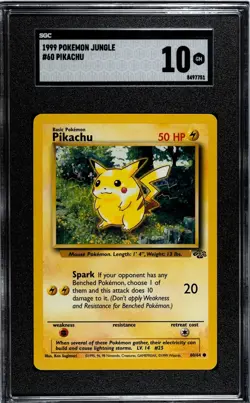 1999 Pokemon Jungle Unlimited 60/64 Pikachu Chubby SGC 10 GEM MINT - Image 1
