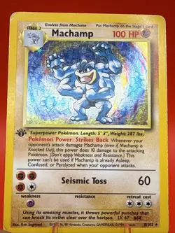 (1st Edition) Machamp 008/102 Pokemon Base Set Holographic - Image 2