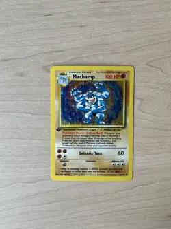 Pokemon TCG Machamp Holo Rare 1st Edition Base Set #8/102 Moderately Played - Image 1