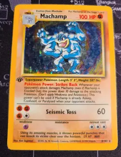 Pokemon TCG Machamp Holo Rare 1st Edition Base Set #8/102 Moderately Played - Image 1